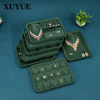 Velvet Jewelry Display Tray with Lid for Necklaces, Rings, Bracelets, and Earrings