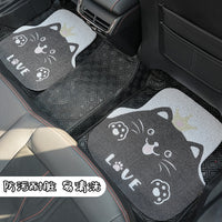 Cute Cat Cartoon Car Floor Mat Universal Anti-Slip Dirt-Proof Coil Mat for Front or Rear