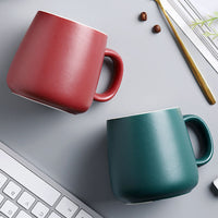 Minimalist Ceramic Coffee Mug with Spoon/Lid, Solid Color Glazed Tea Water Cup for Home & Hotel