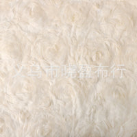 3D Peony Rose Floral Embroidered Mesh Fabric for Wedding Dresses and Gowns