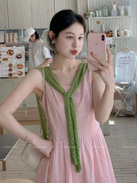 Solid Color Vintage Hollow Knit Scarf Shawl for Women