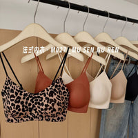 Leopard Print Seamless U-Back Bralette Wireless Breathable Camisole