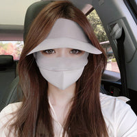 Summer Ice Silk Sun Protection Face Mask for Women, Outdoor Cycling Full Face Sunshade with Ear Loops, Breathable Balaclava