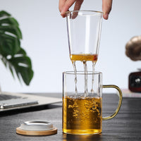 Borosilicate Glass Tea Infuser Mug with Bamboo Lid - Mountain View Design