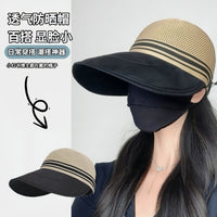 Women's Breathable Hollow Out Sun Hat with Wide Brim and Ponytail Hole