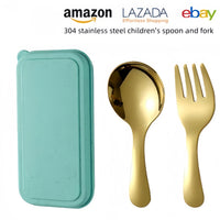 304 Stainless Steel Kids Mini Spoon and Fork Set with Portable Case for Outdoor Picnics