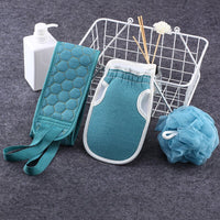 Exfoliating Bath Scrubber Set with Back Strap and Loofah