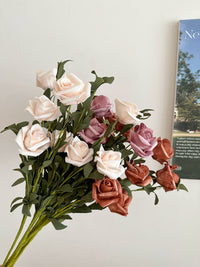 Artificial Rose Bouquet with Paper Bag - French Style Faux Flowers for Home Decor & Photography Props