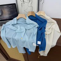 Women's Ice Silk Knit Shawl T-Shirt Top for Summer