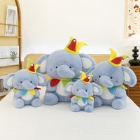 Happy Elephant Plush Toy with Clown Hat, Soft Stuffed Animal for Comfort and Play