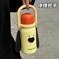 Cute Puppy 316 Stainless Steel Insulated Water Bottle with Handle and Dual-Drink Straw