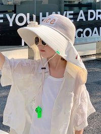 Kids' Sun Protection Fan Hat with Wide Brim and Shawl for Boys and Girls