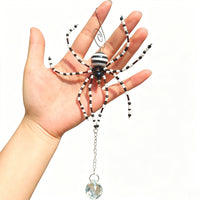 Halloween Black and White Spider Crystal Pendant Ornament