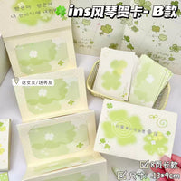 Lucky Four-Leaf Clover Accordion Greeting Card Blank Foldable Message Card for Students
