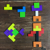 Wooden Tangram Tetris Puzzle for Kids, Educational Brain Teaser Toy