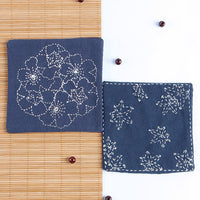 DIY Embroidery Coaster Kit for Beginners - Sashiko & Ribbon Embroidery Tea Mat Craft Set