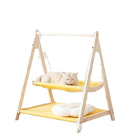 Wooden Cat Hammock Bed Hanging Pet Rocker Cradle for Cats, Single or Double Layer Design
