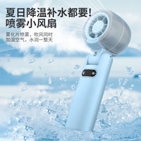 Portable Neck Fan with Cooling Mist, Foldable USB Rechargeable Handheld Turbo Fan for Outdoor Summer Use