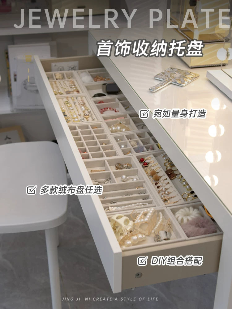 Jewelry Box Drawer Organizer Tray with Dividers for Earrings, Necklaces, Rings, and Accessories
