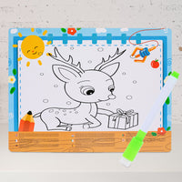 Kids Wooden Double-Sided Multifunctional Matching Board Lacing Drawing Fishing Bead Toy