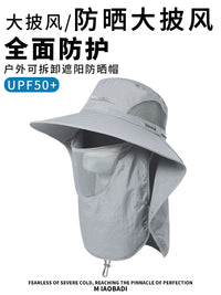Men's Summer Outdoor Sun Protection Fishing Hat with Wide Brim and Neck Flap