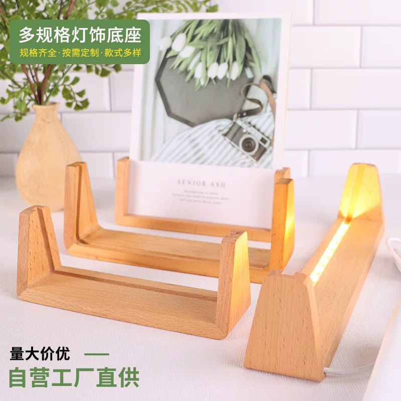 Wooden U-Shaped LED Light Base for Photo Frames and Acrylic Displays