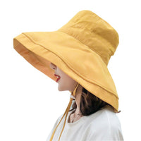 Women's Peach Skin Fabric Fisherman Hat Wide Brim Foldable Sun Protection Bucket Hat for Outdoor Beach