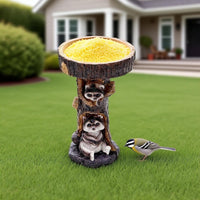Resin Raccoon Bird Bath & Feeder for Garden & Patio