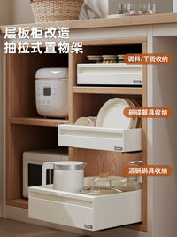 Pull-Out Kitchen Cabinet Organizer Drawer with Soft-Close Slides for Spices and Under-Sink Storage
