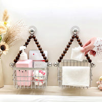 Wall-Mounted Suction Cup Storage Basket for Bathroom, Cosmetic, and Towel Organization
