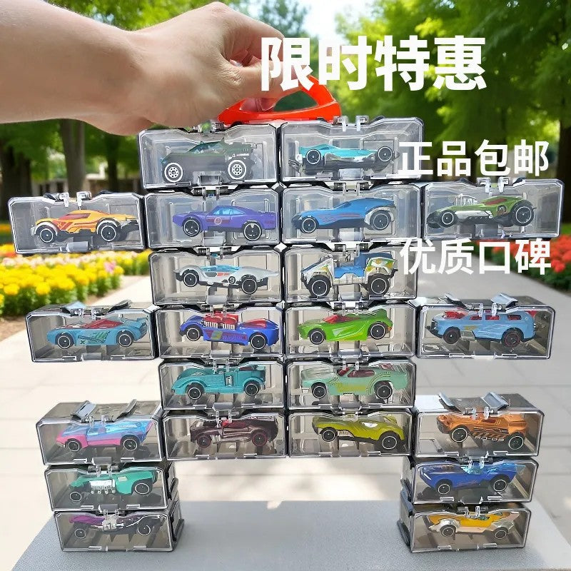 Die-cast Alloy Toy Car Set with Storage Box, Mini Racing Vehicles for Boys