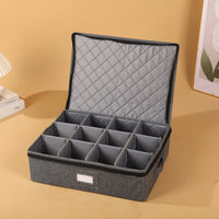 Dish Storage Container Set with Zippered Lid for Kitchen Dinnerware and Glassware