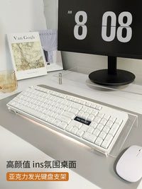 Acrylic Keyboard Riser Stand with Wrist Rest and Light Base for Desk Organization