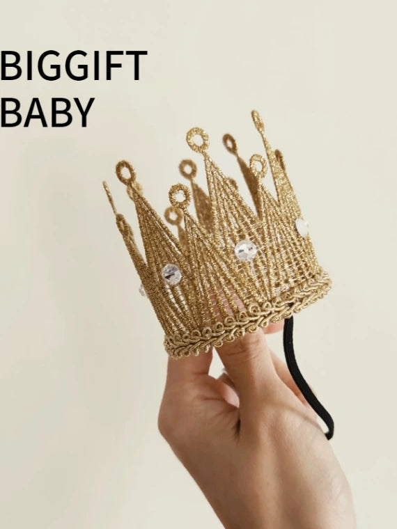 BIGGIFT Baby First Birthday Crown Hat for Kids and Adults - Prince/Princess Photo Prop Headwear