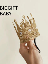 BIGGIFT Baby First Birthday Crown Hat for Kids and Adults - Prince/Princess Photo Prop Headwear