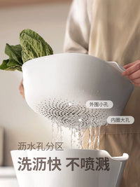 Lazy Corner Stackable Double-Layer Drain Basket for Kitchen Sink, Food-Grade Fruit and Vegetable Washing Basket