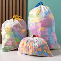Mesh Drawstring Storage Bags for Travel, Toys, Clothes, and Small Items - Transparent & Waterproof