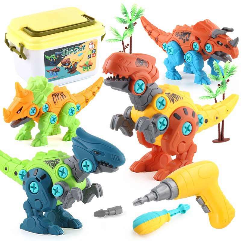 Dinosaur Building Blocks Set with Electric Drill and Screwdriver for Boys