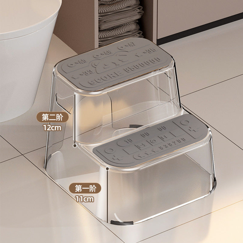 Designer Toilet Stool for Bathroom, Lightweight Luxury Anti-Slip Step Stool for Kids, High Transparency Auxiliary Stool with Handle