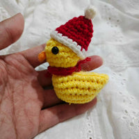 Hand-Knitted Christmas Yellow Duck Animal Keychain for Bags and Gifts