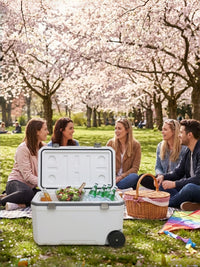 Portable PU Insulated Cooler Box with Wheels for Commercial Food Delivery, Outdoor Camping, and Picnics