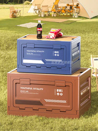 Large Foldable Outdoor Camping Storage Box with Lid, Car Trunk Organizer, Portable Picnic Table