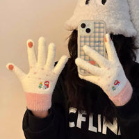 Winter Warm Touchscreen Knitted Gloves for Women & Kids - Thickened Fleece Lined