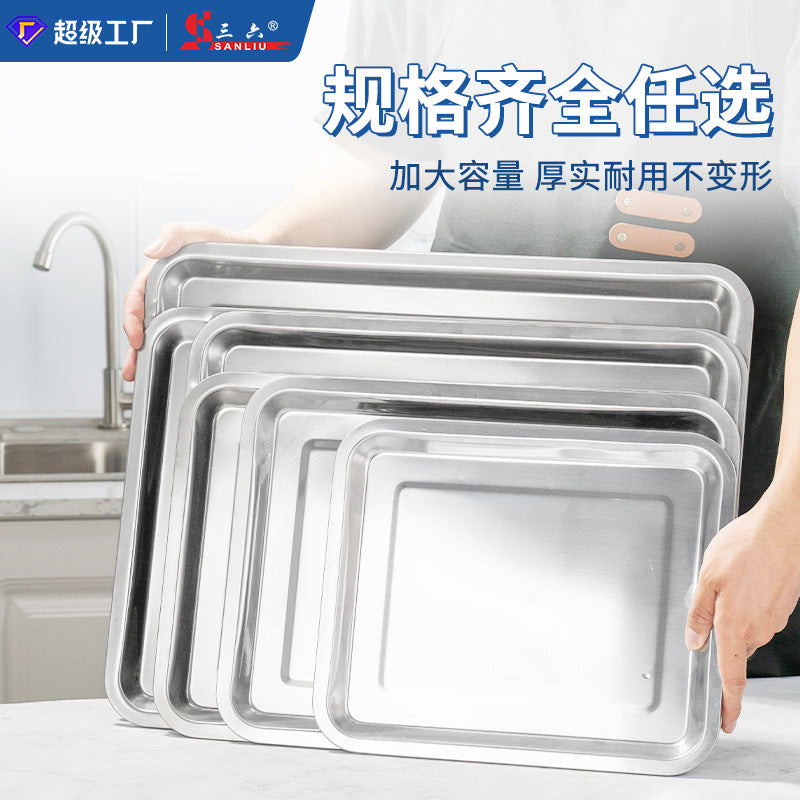 Stainless Steel Rectangular Baking Tray Roasting Pan Serving Dish for Home Kitchen
