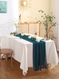 Matcha Green Chiffon Table Runner for Dessert Table Decoration