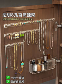 Adhesive Jewelry Hooks for Wall or Door Mounting - Mini Multi-Grid Organizer for Necklaces, Earrings, Bracelets