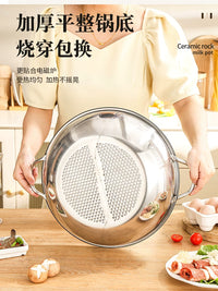 Thickened Stainless Steel Hot Pot with Lid, Induction Cooker Compatible, Non-Stick Soup Pot for Home and Commercial Use