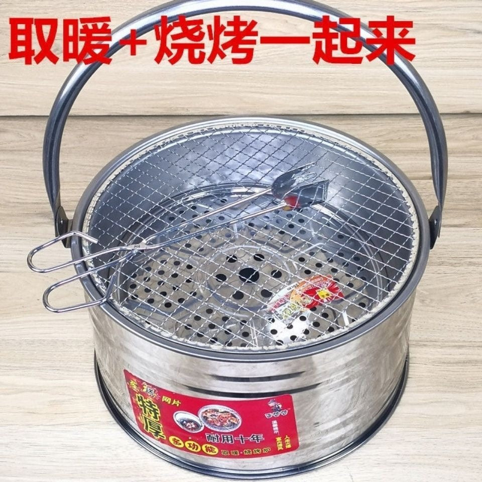 Portable Charcoal Grill and Heater with Ash Pan for Outdoor Camping and Home Use