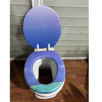 PVC Toilet Seat Cover, Soft Elongated Striped Toilet Lid with Printed Pattern
