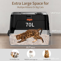 Stainless Steel Enclosed Cat Litter Box with Electric Deodorizer, Extra Large Anti-Splash Cat Toilet
